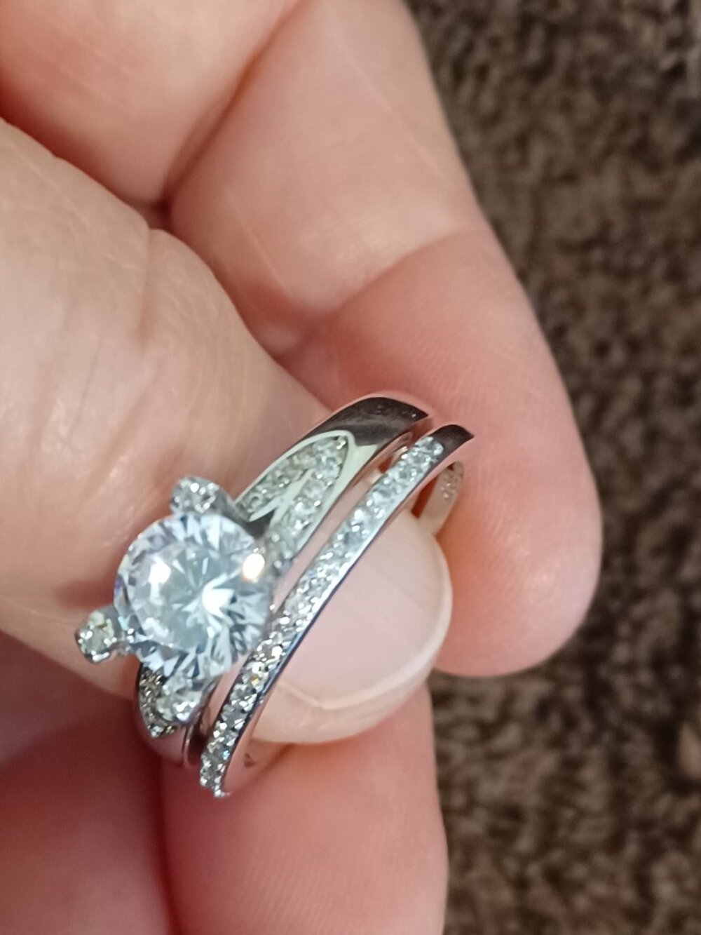 Size 9, New, Round Cut White Sapphire Wedding Ring. Stamped S925